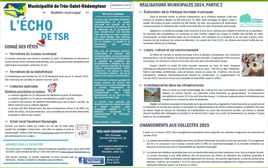 Bulletin municipal de décembre 2024