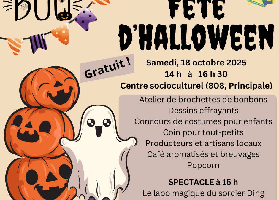 Fête d’Halloween 2025 | 18 octobre de 14h à 16h30