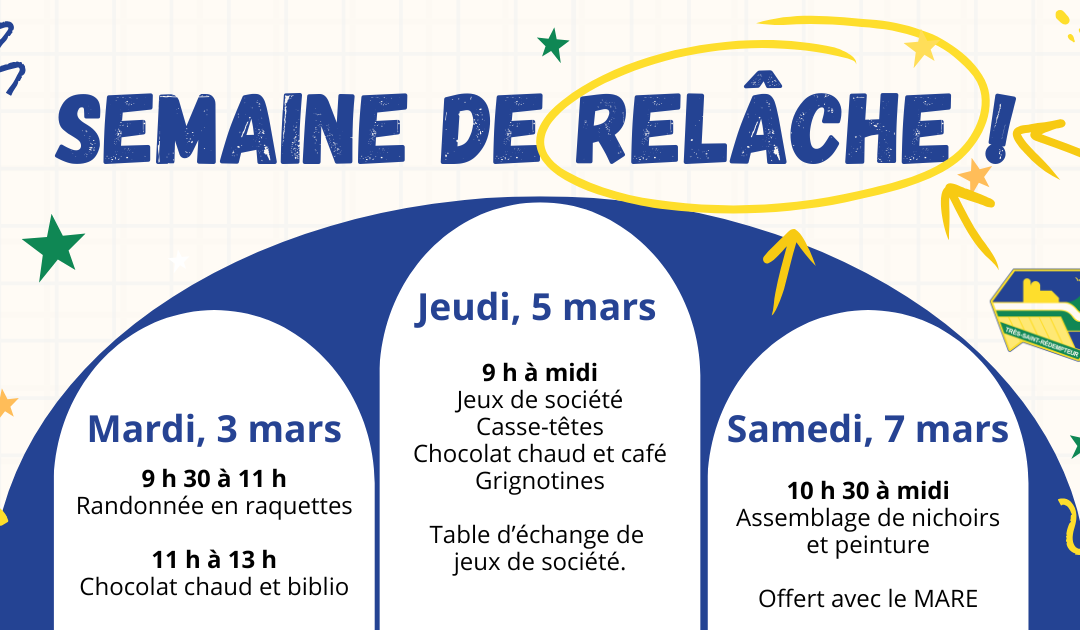 Semaine de relâche 2026 | Activités gratuites pour les familles